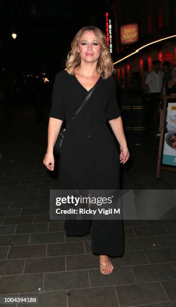 Kimberley Walsh seen leaving Brasserie Zedel after her gig on July 23, 2018 in London, England.