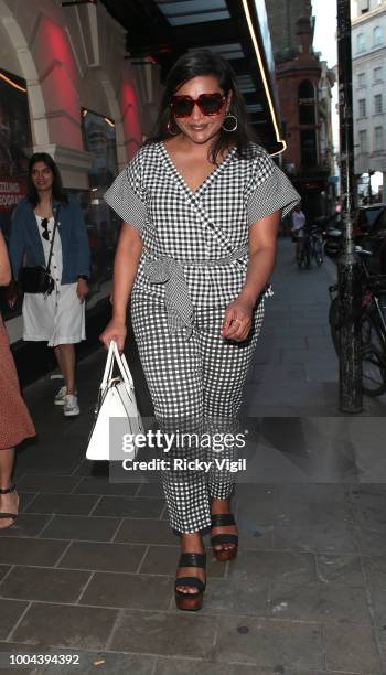 Mindy Kaling seen out and about in Soho on July 23, 2018 in London, England.