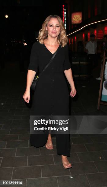 Kimberley Walsh seen leaving Brasserie Zedel after her gig on July 23, 2018 in London, England.