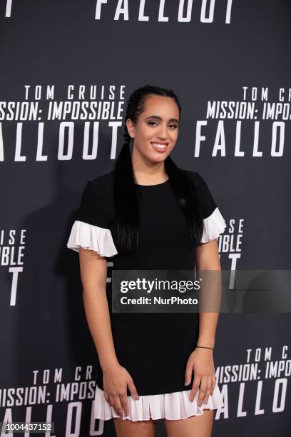 Simone Alexandra Johnson walks the red carpet at the U.S. Premiere of Mission: Impossible Fallout, at the Smithsonian National Air and Space Museum...