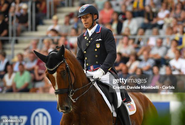 Steffen Peters of United States of America riding Suppenkasper during the Lindt Grand Prix Special CDI4 under floodlight, to the best ten riders of...