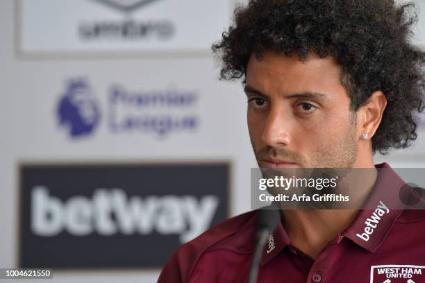 Felipe Anderson of West Ham United at the Press Conference to officially unveil the club's new manager, Manuel Pellegrini, and newly signed players...