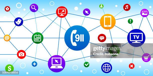 emergency 911 phone service internet communication technology triangular node pattern background - phone wireframe stock illustrations