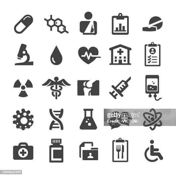 illustrazioni stock, clip art, cartoni animati e icone di tendenza di set icone mediche - smart series - scienza