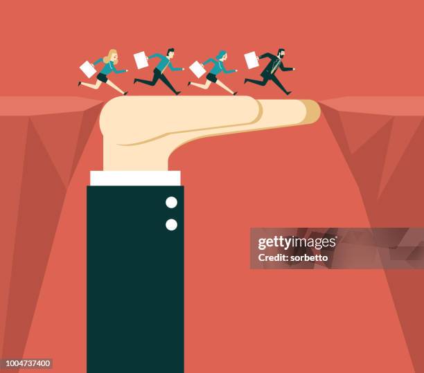 huge helping hand - leading people across a bridge stock illustrations