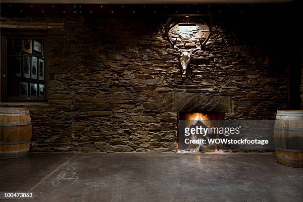 open fire at country pub - bar wall stock pictures, royalty-free photos & images