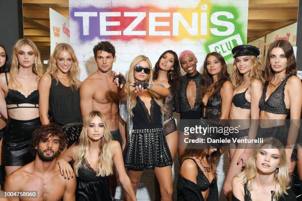 Paris Hilton attends the Tezenis show on July 24, 2018 in Verona, Italy.