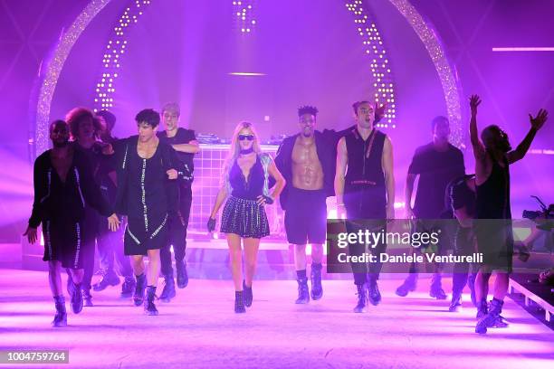 Paris Hilton attends the Tezenis show on July 24, 2018 in Verona, Italy.