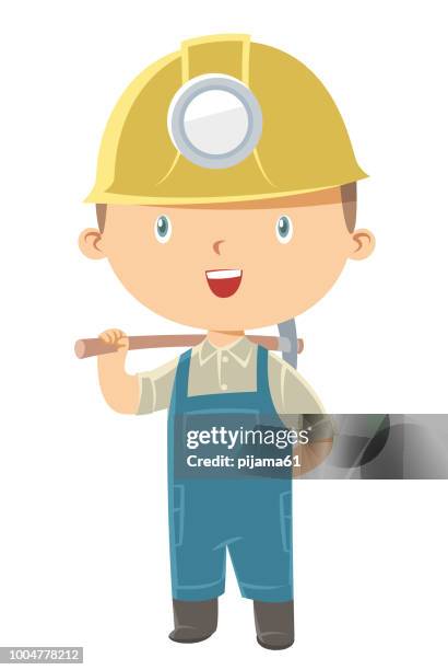 miner boy - mining hats stock illustrations