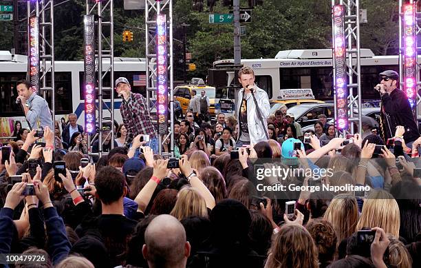 Howie Dorough, Brian Littrell, Nick Carter and A. J. McLean of the Backstreet Boys perform on CBS' The Early Show Summer Concert Series at the CBS...