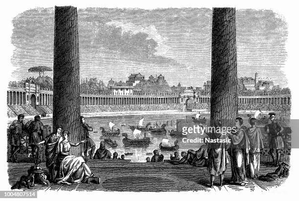 ilustraciones, imágenes clip art, dibujos animados e iconos de stock de naumachia romano - coliseum rome