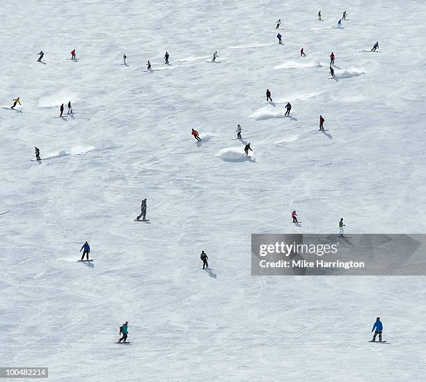 skiing in mayrhofen austria - ski hill stock pictures, royalty-free photos & images