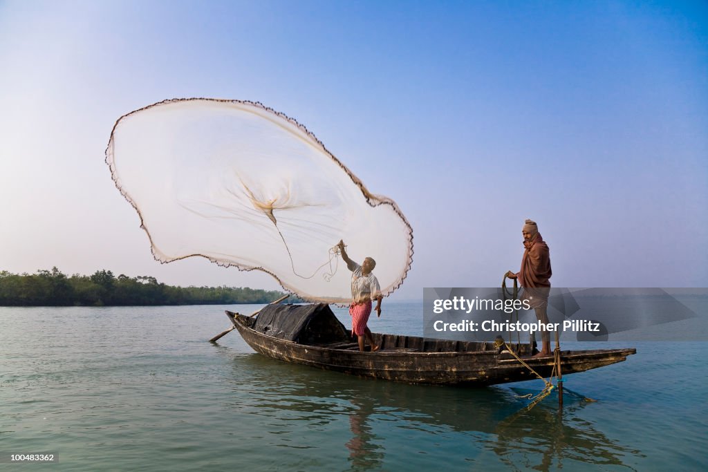 Fishing in the Bay of Bengal's Sunderbans delta.