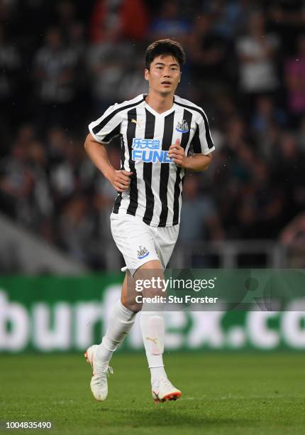 Newcastle's new free signing Sung-Yeung Ki in action during a pre-season friendly match between Hull City and Newcastle United at KCOM Stadium on...