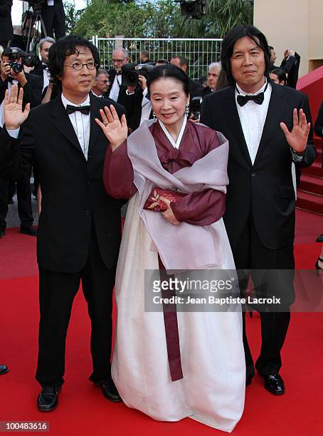 Yun Jung Hee and Chang-dong Lee attend the Palme d'Or Closing Ceremony held at the Palais des Festivals during the 63rd Annual International Cannes...