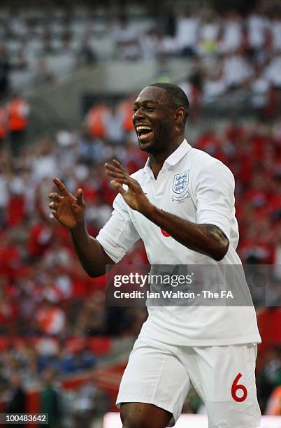 Ledley King of England celebrates after scoring during the International Friendly match between England and Mexico at Wembley Stadium on May 24, 2010...