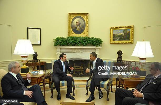 Lebanon�s Prime Minister Saad Hariri speaks during a meeting with US President Barack Obama on May 24, 2010 in the Oval Office of the White House in...
