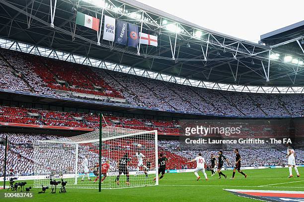Ledley King of England heads the first goal of the game during the International Friendly match between England and Mexico at Wembley Stadium on May...