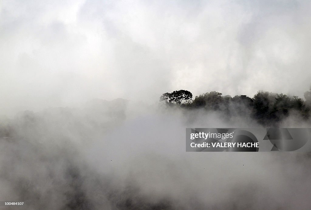 A bank of mist covers the French souther