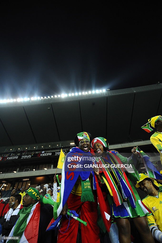 South African supporters cheer  ahead of