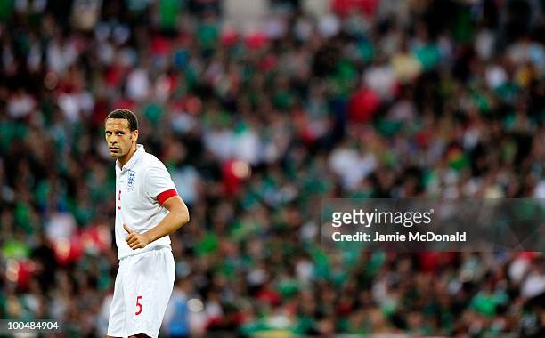 Rio Ferdinand, the England Captain, gives the thumbs up during the International Friendly match between England and Mexico at Wembley Stadium on May...