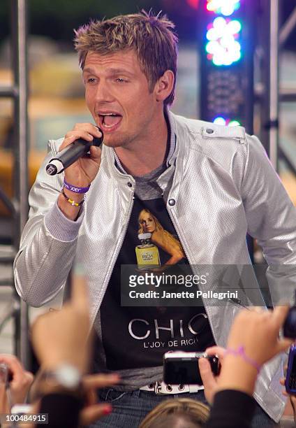 Nick Carter of the Backstreet Boys peforms on CBS' The Early Show Summer Concert Series at the CBS Early Show Studio Plaza on May 24, 2010 in New...