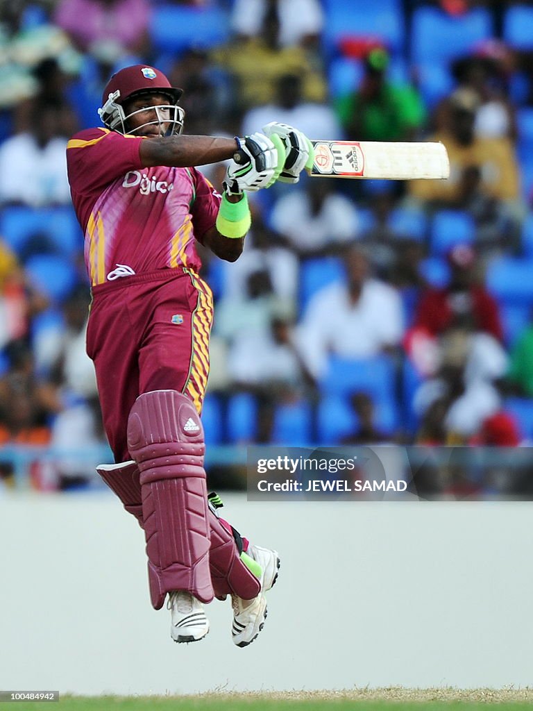 West Indies cricketer Dwayne Bravo plays