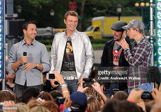 Howie Dorough, Nick Carter, A. J. McLean and Brian Littrell of the band Backstreet Boys perform on CBS' The Early Show Summer Concert Series at the...
