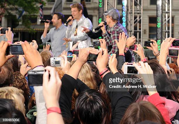 Howie Dorough, Nick Carter, A. J. McLean and Brian Littrell of the band Backstreet Boys perform on CBS' The Early Show Summer Concert Series at the...
