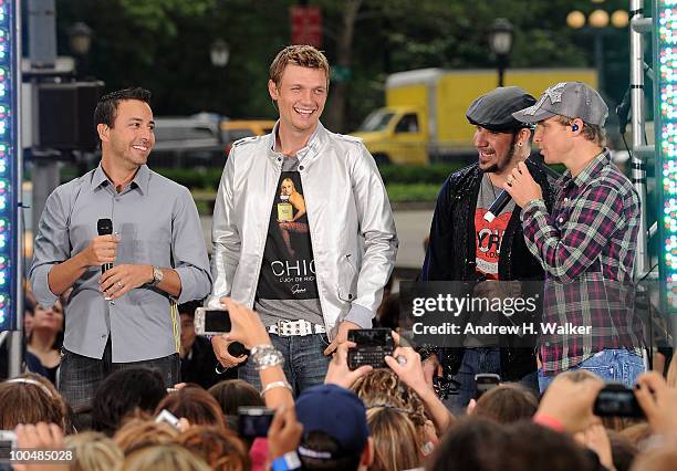 Howie Dorough, Nick Carter, A. J. McLean and Brian Littrell of the band Backstreet Boys perform on CBS' The Early Show Summer Concert Series at the...