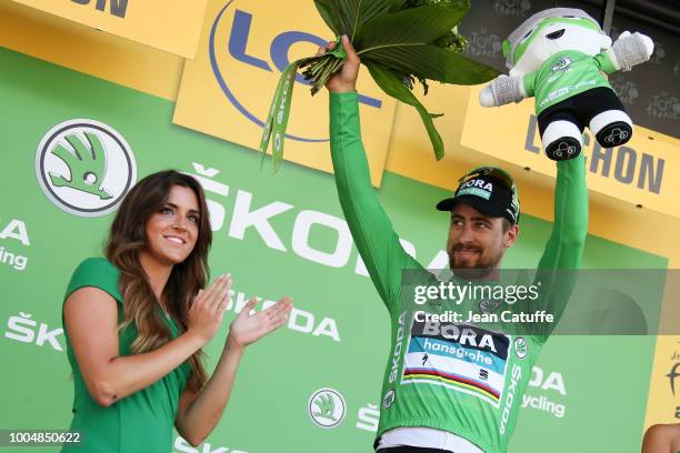 Peter Sagan of Slovakia and Team Bora-Hansgrohe retains the green jersey of best sprinter following stage 16 of Le Tour de France 2018 between...