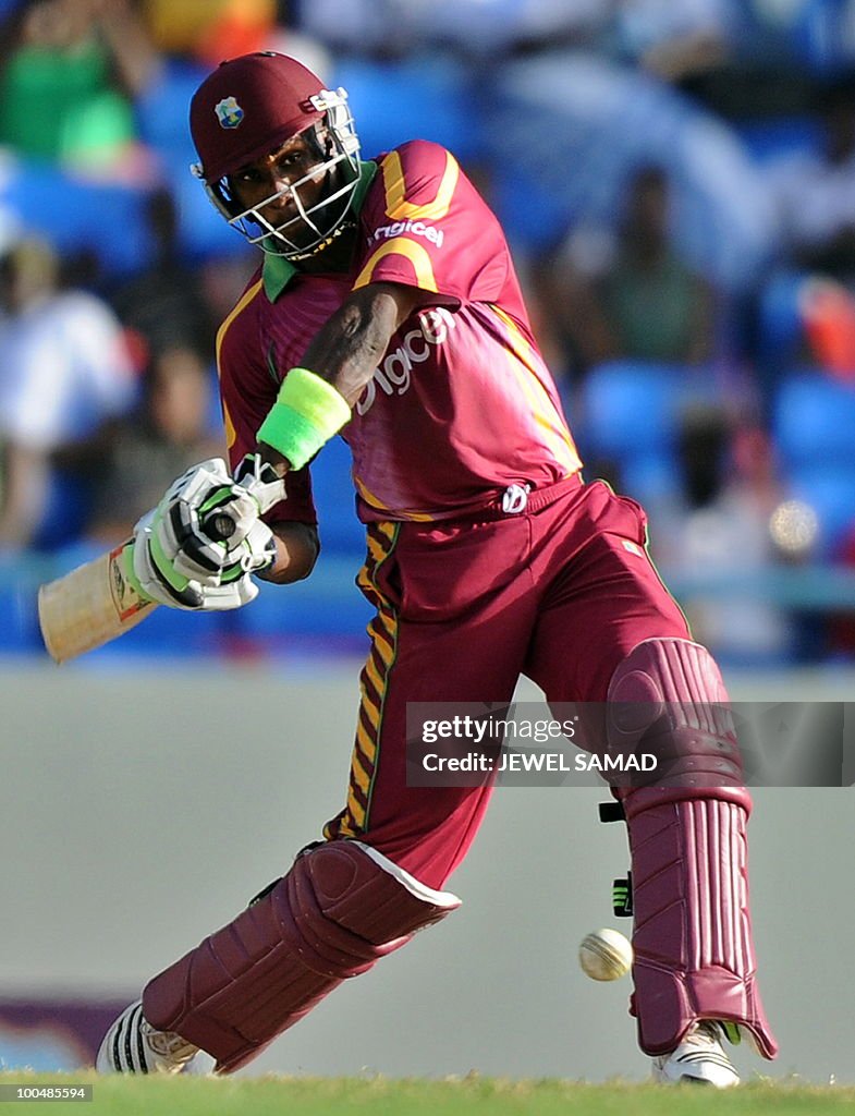 West Indies cricketer Dwayne Bravo hits