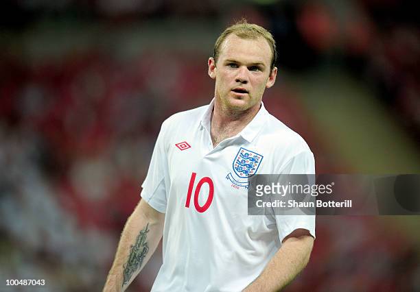 Wayne Rooney of England in action during the International Friendly match between England and Mexico at Wembley Stadium on May 24, 2010 in London,...