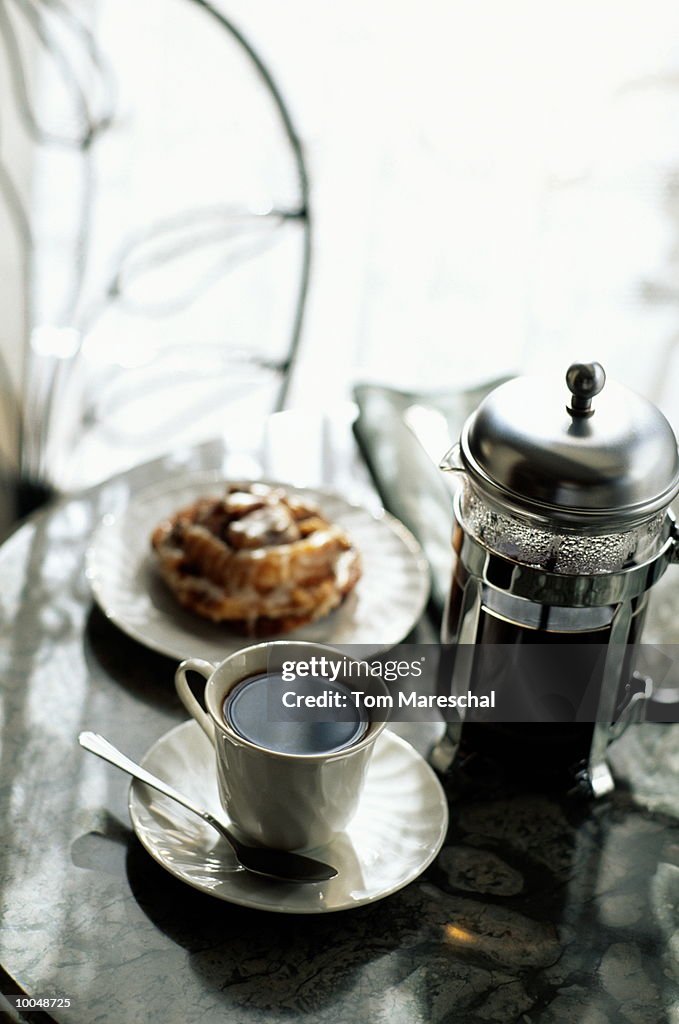 CUP OF COFFEE, FRENCH COFFEE PRESS & PASTRY