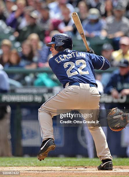 David Eckstein of the San Diego Padres bats against the Seattle Mariners at Safeco Field on May 23, 2010 in Seattle, Washington.