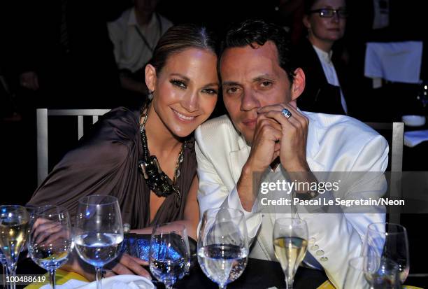 Jennifer Lopez and Marc Anthony attend the NEON Charity Gala in aid of the IRIS Foundation at the Capital City on May 24, 2010 in Moscow, Russia.