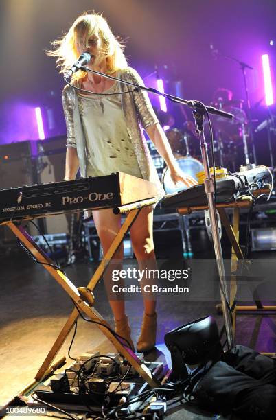 Emily Haines of Metric performs on stage at Shepherds Bush Empire on May 24, 2010 in London, England.