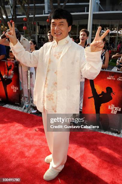 Actor Jackie Chan attends a special screening of Columbia Pictures' The Karate Kid at Regal South Beach on May 24, 2010 in Miami, Florida.