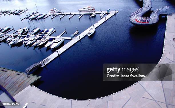 aerial marina view - メルボルンドックランド ストックフォトと画像