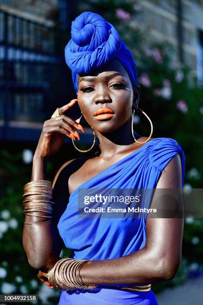 Nyakim Gatwech attends Camila Cabello and L'Oreal Paris Celebrate the launch of the HAVANA makeup collection in Pacific Palisades, California on July...