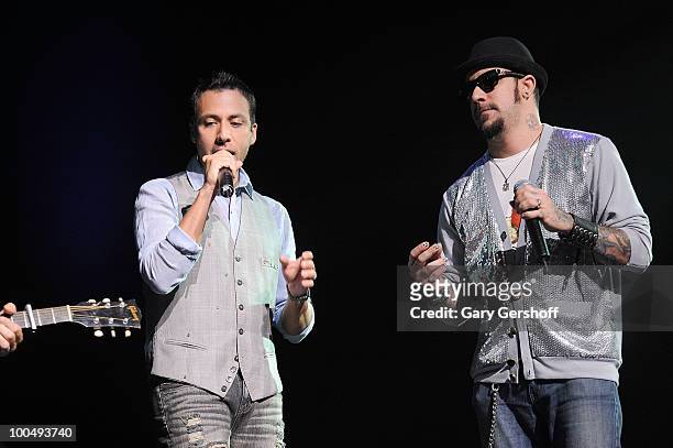 Singers Howie Dorough and A.J. McLean of the pop band Backstreet Boys perfom live on stage at DoSomething.org's celebration of the 2010 Do Something...