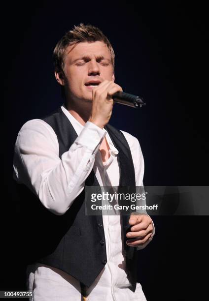 Singer Nick Carter of the pop band Backstreet Boys performs live on stage at DoSomething.org's celebration of the 2010 Do Something Award nominees at...