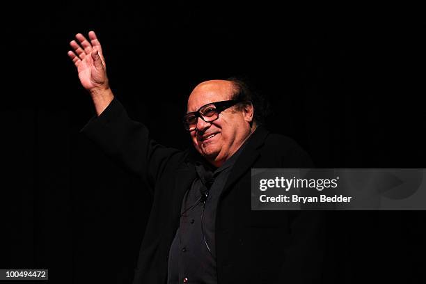 Actor Danny DeVito speaks onstage at the The Film Society of Lincoln Center's 37th Annual Chaplin Award gala at Alice Tully Hall on May 24, 2010 in...