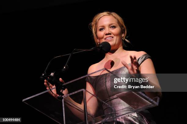 Actress Erika Christensen speaks onstage at the The Film Society of Lincoln Center's 37th Annual Chaplin Award gala at Alice Tully Hall on May 24,...