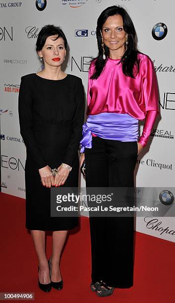 Oxana Lavrentieva and Lydia Alexandrova arrive at the NEON Charity Gala in aid of the IRIS Foundation at the Capital City on May 24, 2010 in Moscow,...