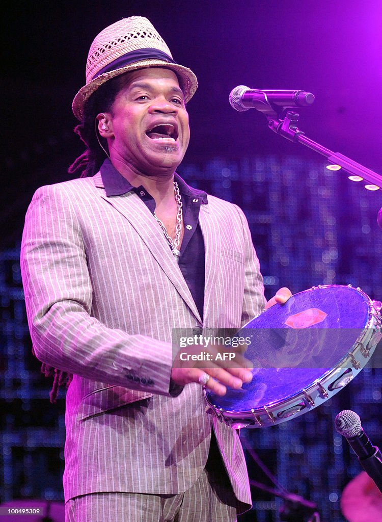 Brazilian singer Carlinhos Brown perform