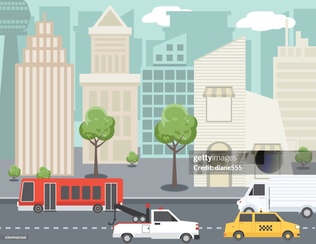 City Development Cartoon City Road Background Cartoon