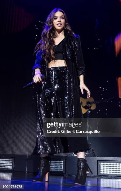 Actress and singer Hailee Steinfeld performs during the 2018 Honda Civic Tour presents Charlie Puth Voicenotes with special guest Hailee Steinfeld at...