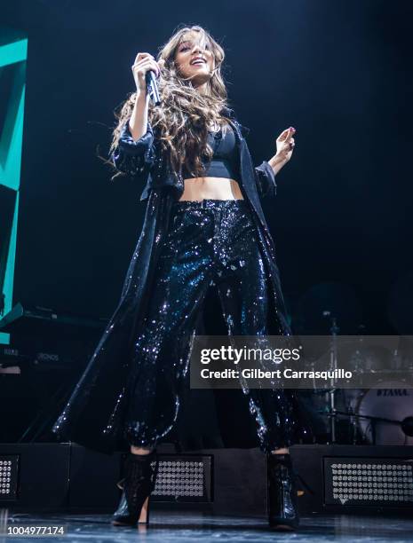 Actress and singer Hailee Steinfeld performs during the 2018 Honda Civic Tour presents Charlie Puth Voicenotes with special guest Hailee Steinfeld at...