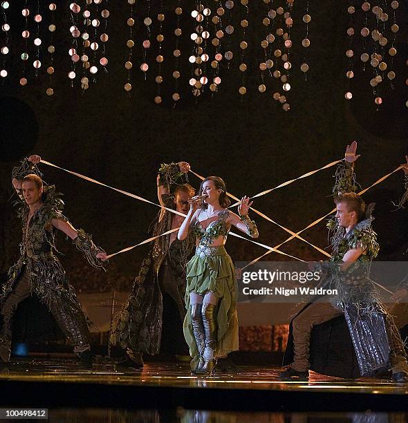 Kristina Pelakova of Slovakia performs during the rehearsal of the Eurovision Song Contest 2010 on May 24, 2010 in Oslo, Norway.